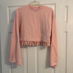 PUMA BY FENTY Pink Lace Crop Sweatshirt